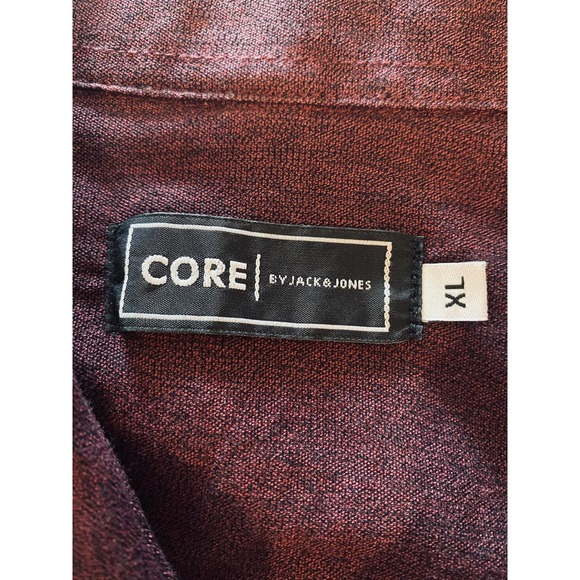 Core by Jack & Jones Men's Button Down Shirt in Maroon size XL - Picture 7 of 9